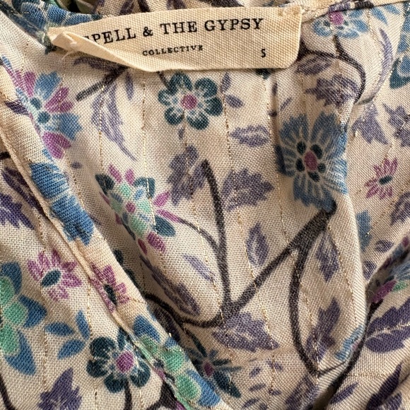 Spell Floral Midi Dress in Cream, Blue, Teal and Purple Small EC - Picture 10 of 10